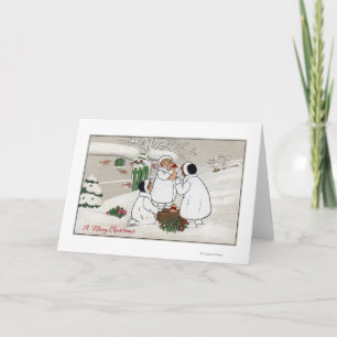 Cartes Pour Fêtes Annuelles Un joyeux NoëlDes gens tenant des porcelets