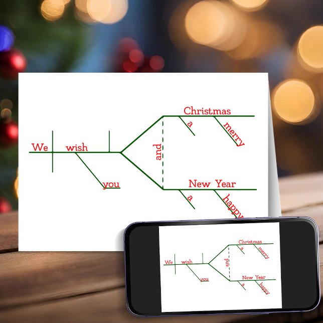 Cartes Pour Fêtes Annuelles Un Joyeux Souhait De Noël Grammatimé (Grammatically Diagrammed Merry Christmas Wish Holiday Card)