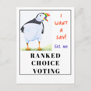 Cartes Pour Fêtes Annuelles Un macareux criard veut prendre part au vote.