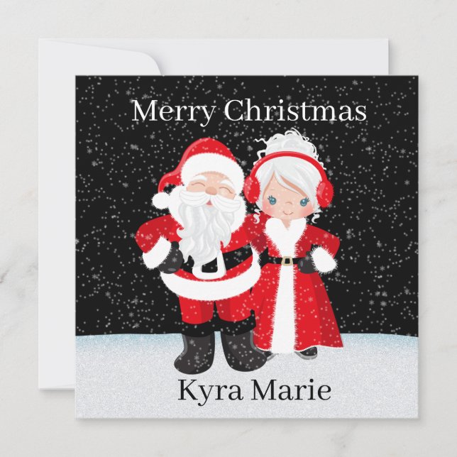 Cartes Pour Fêtes Annuelles Un message de Père Noël et Mme Claus (Devant)