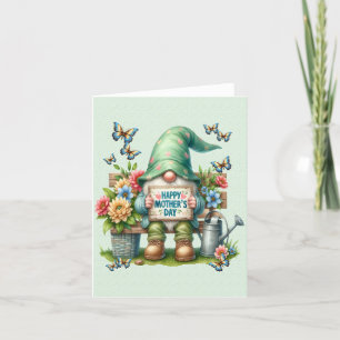Cartes Pour Fêtes Annuelles Un mignon gnome sur un banc qui souhaite une journ
