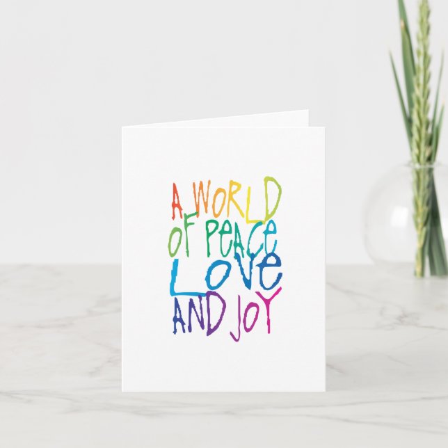 Cartes Pour Fêtes Annuelles Un monde de paix, d'amour et de joie (Devant)