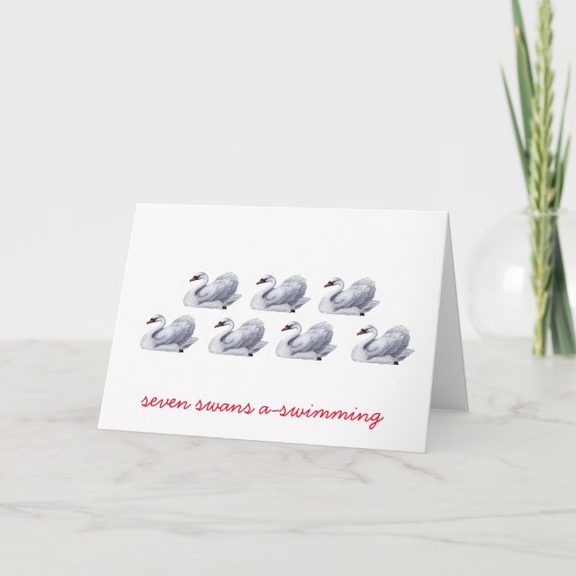 Cartes Pour Fêtes Annuelles Un-Natation de sept cygnes (Devant)