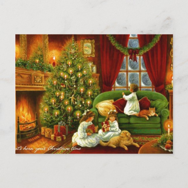 Cartes Pour Fêtes Annuelles Un Noël à l'ancienne (Devant)