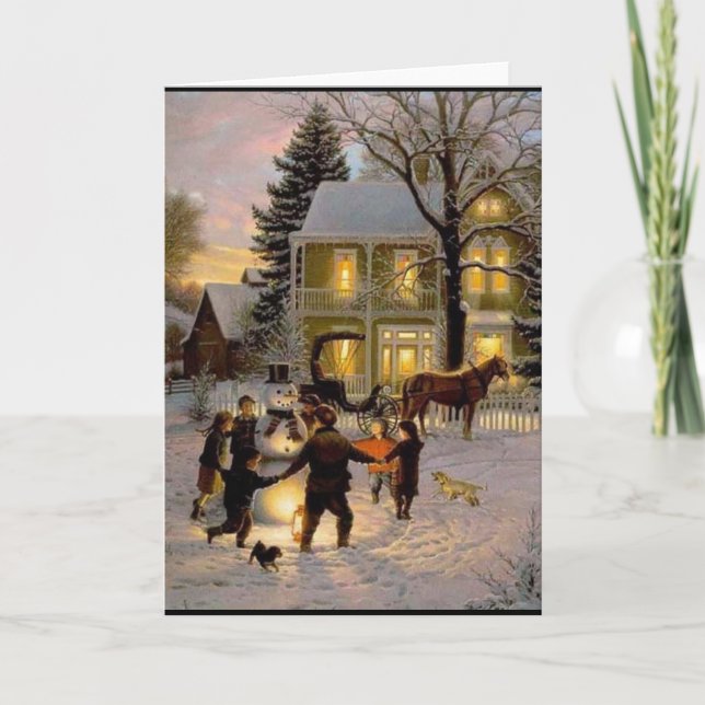 Cartes Pour Fêtes Annuelles Un Noël ancien de mode (Devant)