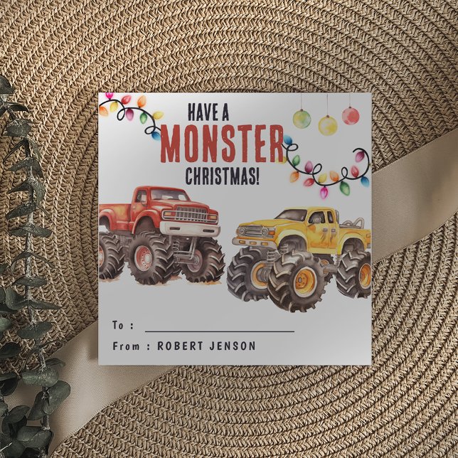 Cartes Pour Fêtes Annuelles Un Noël Monstre | Monster Truck Kids (Créateur téléchargé)