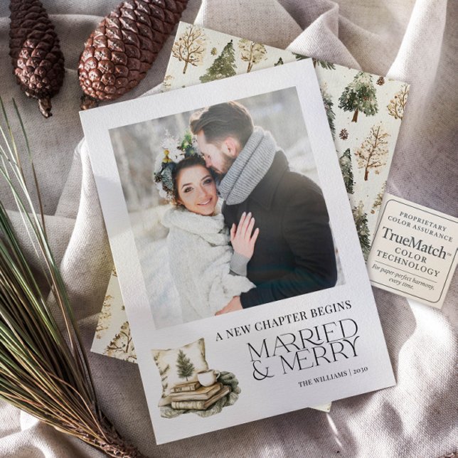 Cartes Pour Fêtes Annuelles Un nouveau chapitre Marié & Joyeux Cosy Neutral Ph (Créateur téléchargé)