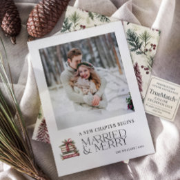 Cartes Pour Fêtes Annuelles Un nouveau chapitre Marié & Joyeux photo nouvellem