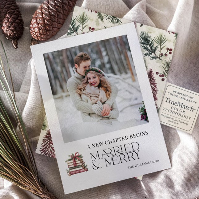 Cartes Pour Fêtes Annuelles Un nouveau chapitre Marié & Joyeux photo nouvellem (Créateur téléchargé)