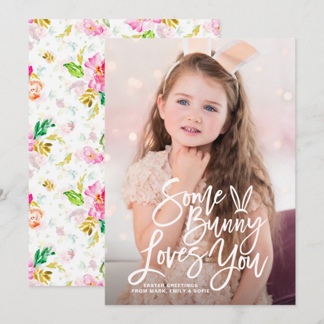 Cartes Pour Fêtes Annuelles Un peu d'amour Vous Lettrer Photo Joyeux Pâques (Devant / Derrière)