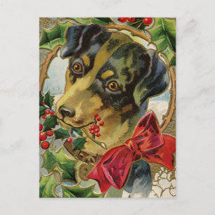 Cartes Pour Fêtes Annuelles Un salut Vintage de Noël pour chien