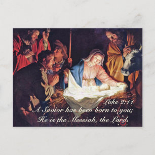 Cartes Pour Fêtes Annuelles Un sauveur est né Luc 2:11Nativité de Noël