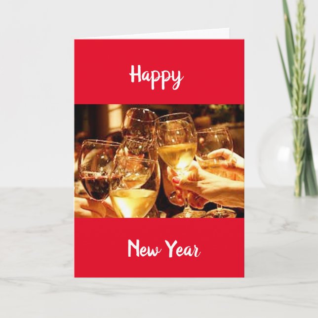 CARTES POUR FÊTES ANNUELLES UN TOAST À UN "HEUREUX NOUVEL AN" (Devant)