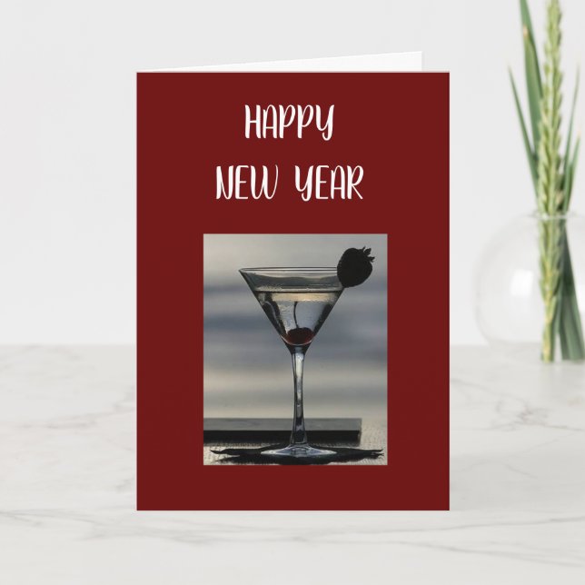 CARTES POUR FÊTES ANNUELLES UN TOAST À UN "HEUREUX NOUVEL AN" (Devant)