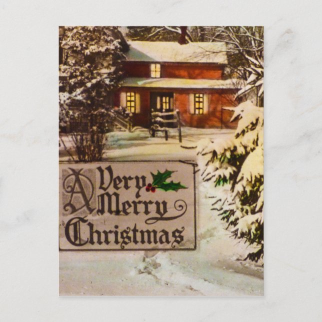 Cartes Pour Fêtes Annuelles Un très joyeux Noël classique hiver traditionnel (Devant)