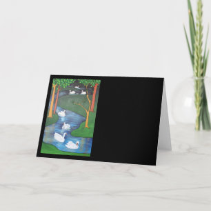 Cartes Pour Fêtes Annuelles Un troupeau de sept cygnes-une natation