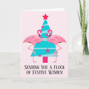 Cartes Pour Fêtes Annuelles Un troupeau de vœux festifs Flamants de Noël