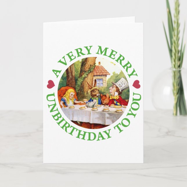 CARTES POUR FÊTES ANNUELLES UN UNBIRTHDAY TRÈS JOYEUX À VOUS ! (Devant)
