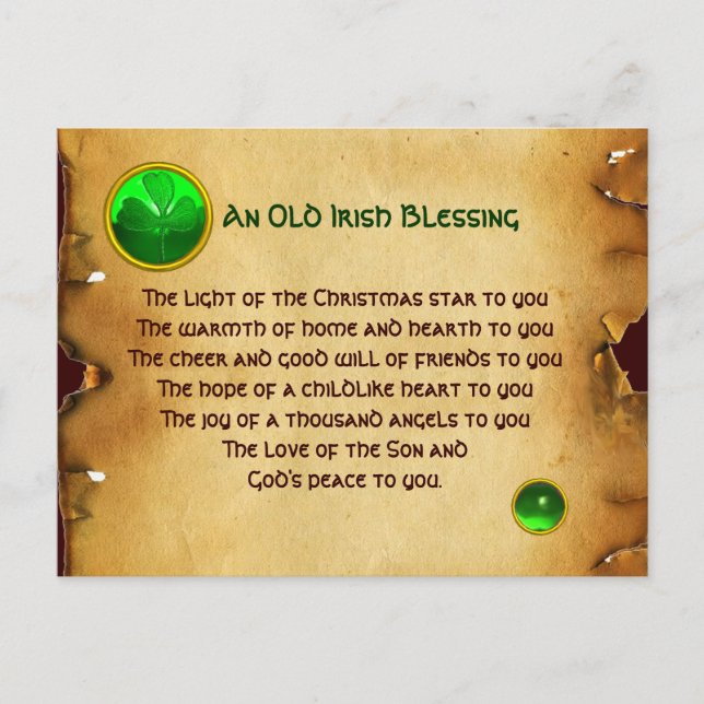 Cartes Pour Fêtes Annuelles Un vieux parchemin de Noël irlandais (Devant)