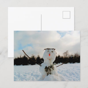 Cartes Pour Fêtes Annuelles Un vrai bonhomme de neige et une photo de paysage