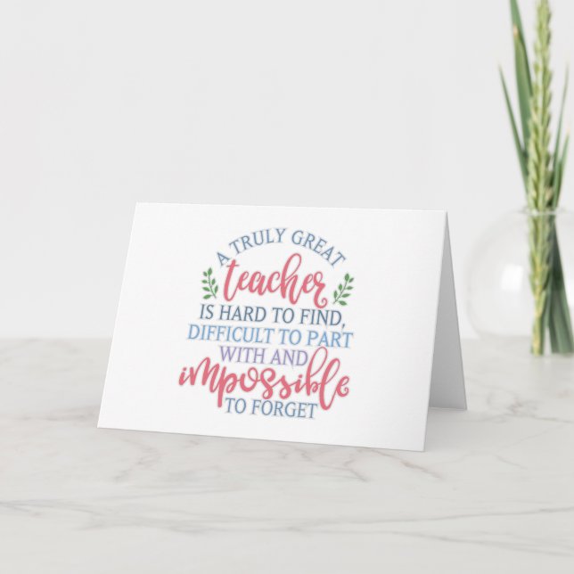 Cartes Pour Fêtes Annuelles Un Vraiment Grand Professeur Drôle Dire (Devant)