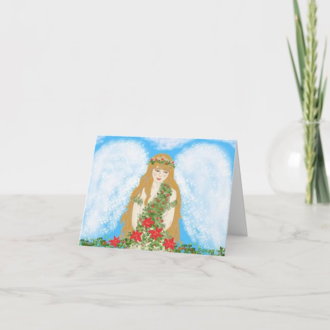 Cartes Pour Fêtes Annuelles Une belle Angel, wrapped dans l'esprit de Christma (Devant)