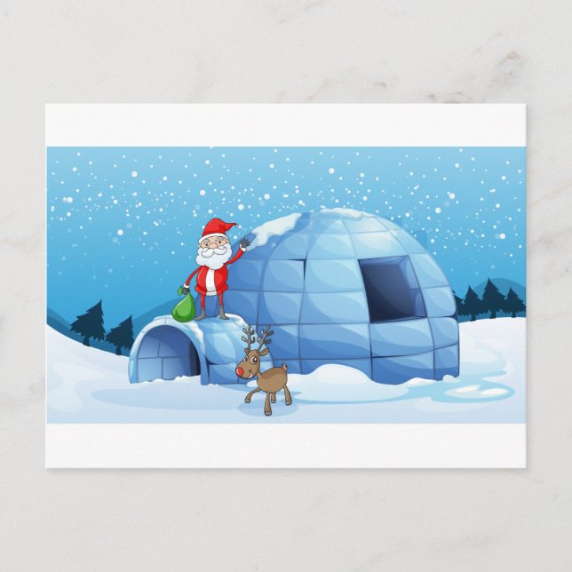 Cartes Pour Fêtes Annuelles une clause igloo et santa (Devant)