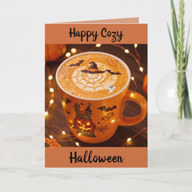 Cartes Pour Fêtes Annuelles Une Coupe D'Halloween Cosy (Devant)