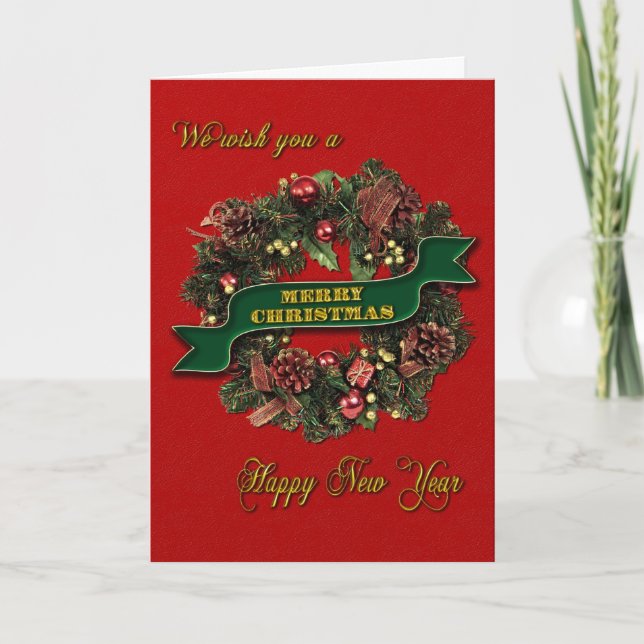 Cartes Pour Fêtes Annuelles Une couronne de Noël pour l'entreprise d'envoyer (Devant)