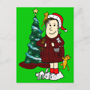 Cartes Pour Fêtes Annuelles 'Une dame de chat folle Noël'