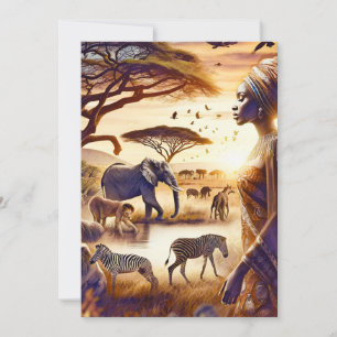Cartes Pour Fêtes Annuelles Une femme africaine magnifique scène Afrique