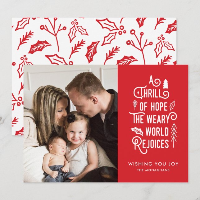 Cartes Pour Fêtes Annuelles Une frisson d'espoir | Rouge | Une photo moderne (Devant / Derrière)