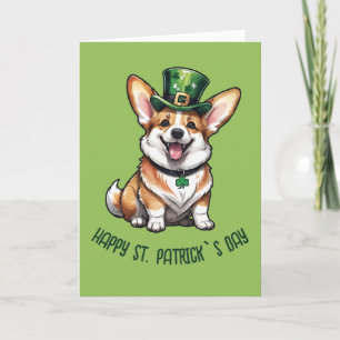 Cartes Pour Fêtes Annuelles Une journée de saint Patrick avec un Corgi mignon