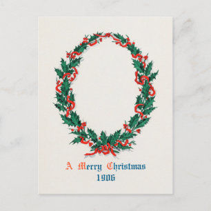 Cartes Pour Fêtes Annuelles Une joyeuse couronne de Noël (1906)