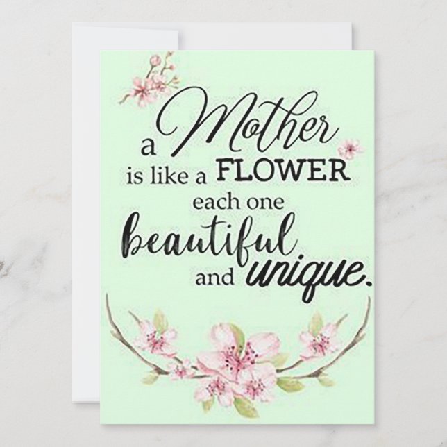 Cartes Pour Fêtes Annuelles Une mère est comme une fleur... (Devant)