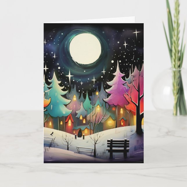 Cartes Pour Fêtes Annuelles Une nuit d'hiver magique (Devant)