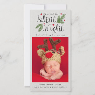 Cartes Pour Fêtes Annuelles Une nuit pas si silencieuse Nouveau bébé photo d