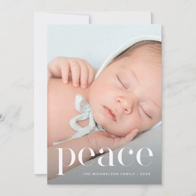 Cartes Pour Fêtes Annuelles Une paix élégante avec des Feuilles d'argent Photo (Devant)