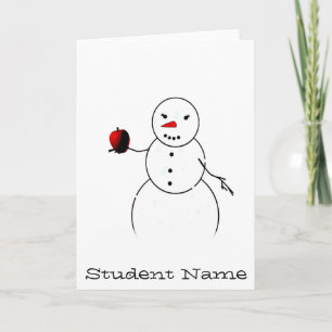 Cartes Pour Fêtes Annuelles Une pomme pour l'enseignant de Little Snowman