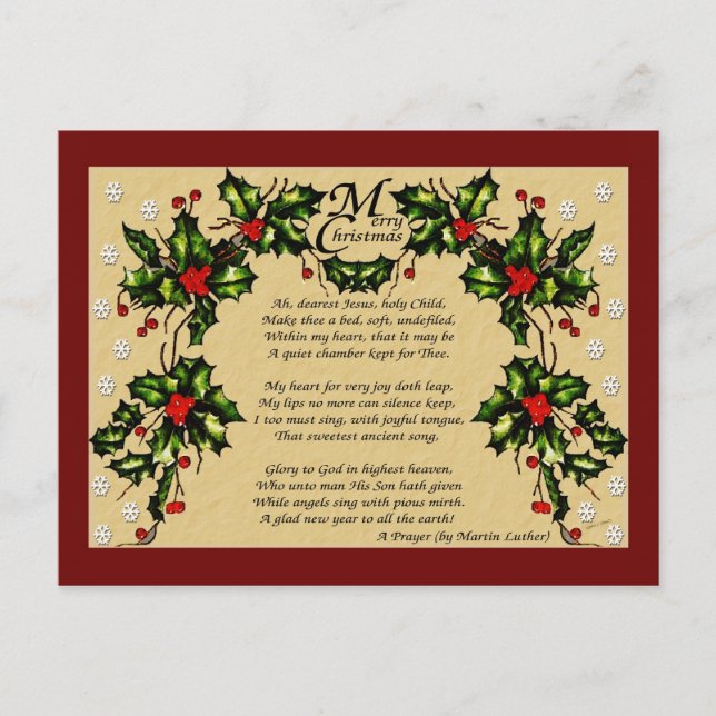Cartes Pour Fêtes Annuelles Une prière de Noël (Devant)