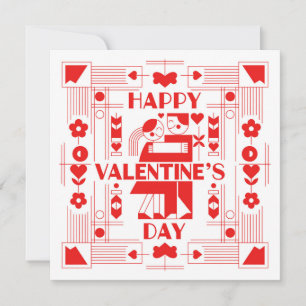 Cartes Pour Fêtes Annuelles Une Saint-Valentin de style Bauhaus moderne