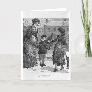 Cartes Pour Fêtes Annuelles Une scène de Noël victorienne de jour d'hiver