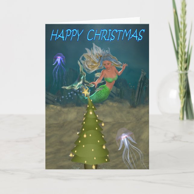 Cartes Pour Fêtes Annuelles Une sirène de Noël (Devant)