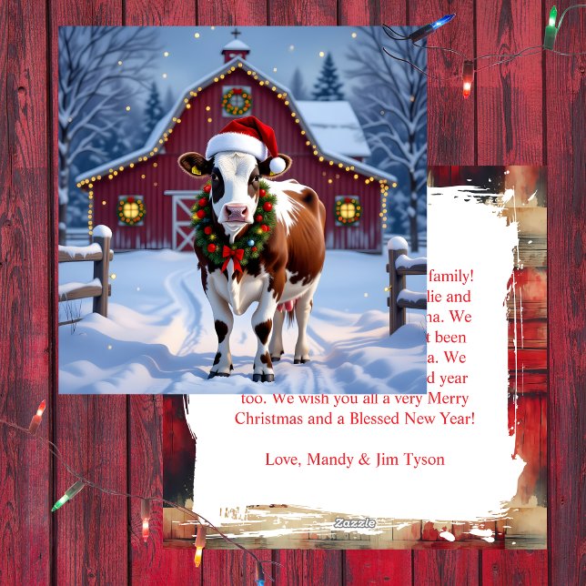 Cartes Pour Fêtes Annuelles Une vache festive à Santa Hat Pays Noël (Créateur téléchargé)