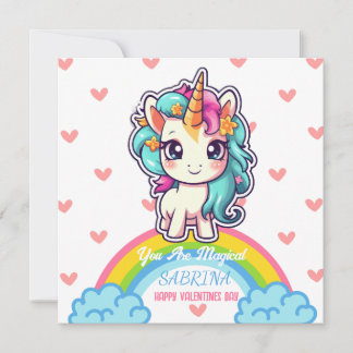 Cartes Pour Fêtes Annuelles Unicorn Fille Nom Saint Valentin