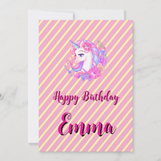Cartes Pour Fêtes Annuelles unicorn & personalize your name