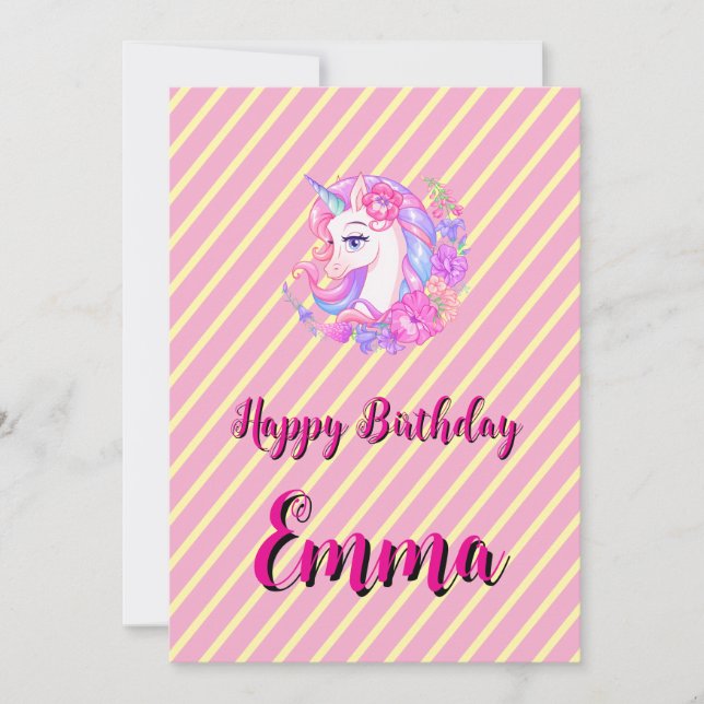 Cartes Pour Fêtes Annuelles unicorn & personalize your name (Devant)