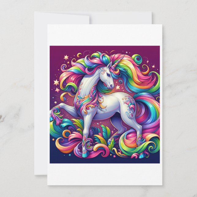 Cartes Pour Fêtes Annuelles Unicorn Study I - Imaginaire AI (Devant)