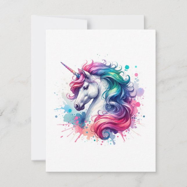 Cartes Pour Fêtes Annuelles Unicorn Study K - Imaginaire AI (Devant)