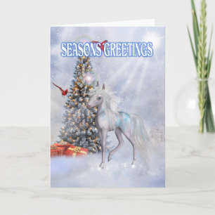 Cartes Pour Fêtes Annuelles Unicorne de Noël dans les nuages